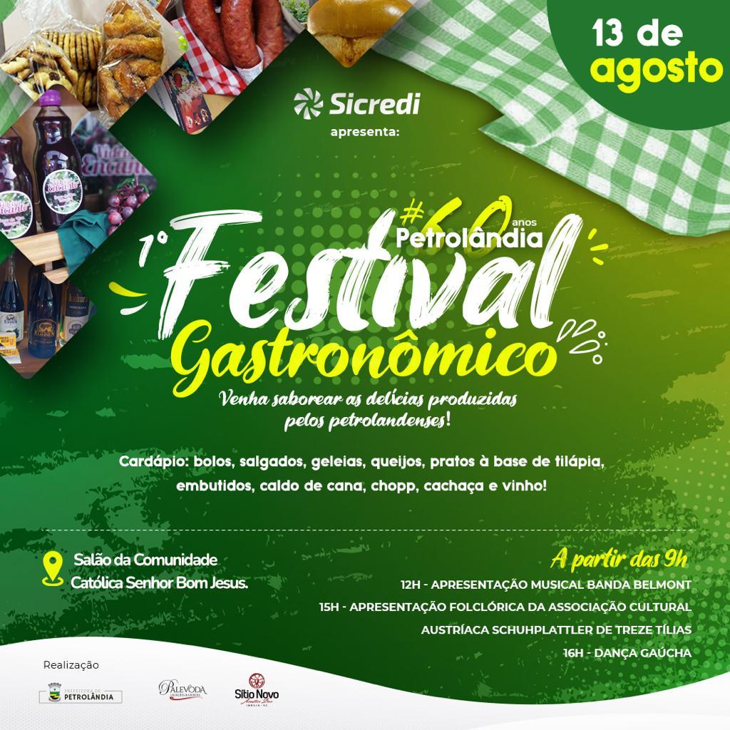 1º Festival Gastronômico será destaque na programação dos 60 anos de Petrolândia