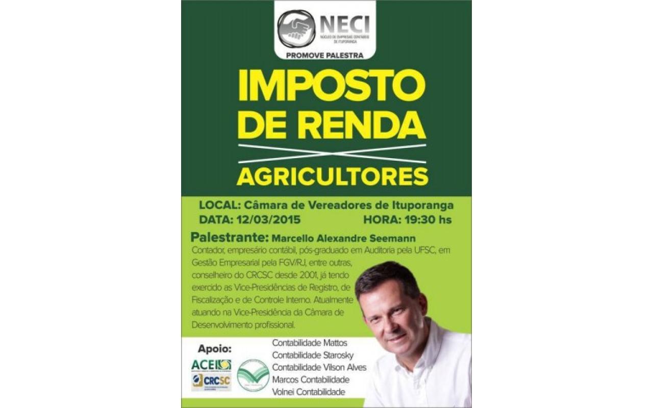 Palestra sobre imposto de renda para agricultores será realizada em Ituporanga