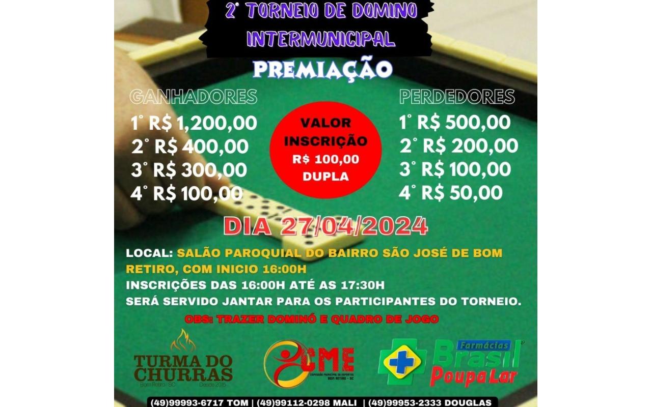 2º Torneio Intermunicipal de Dominó é neste sábado (27) em Bom Retiro