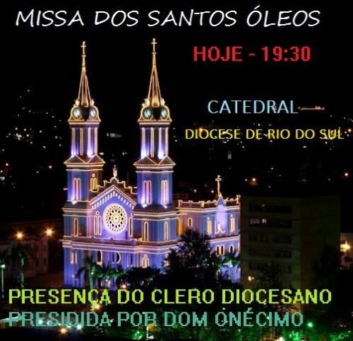RIO DO SUL: Missa da Benção dos Óleos é realizada nesta quarta-feira na Catedral 