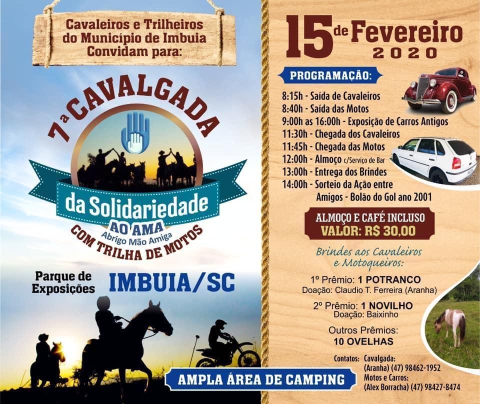 7ª Cavalgada do AMA será realizada em Imbuia neste sábado, 15