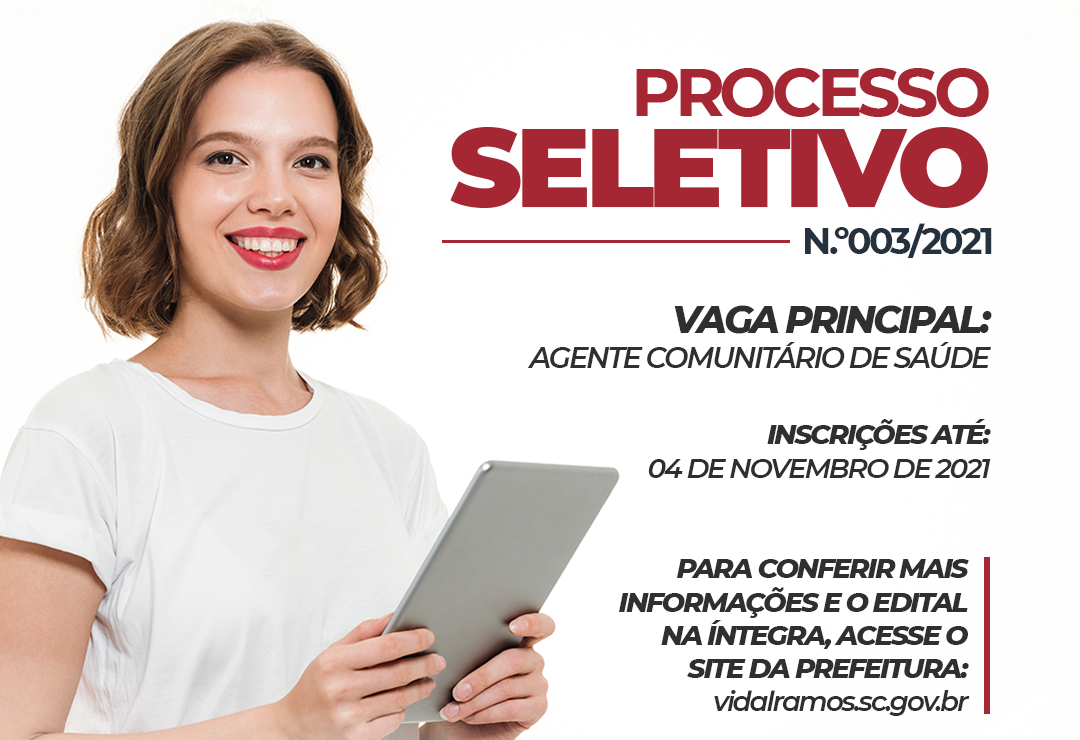 Abertas inscrições para agente comunitário de saúde em Vidal Ramos