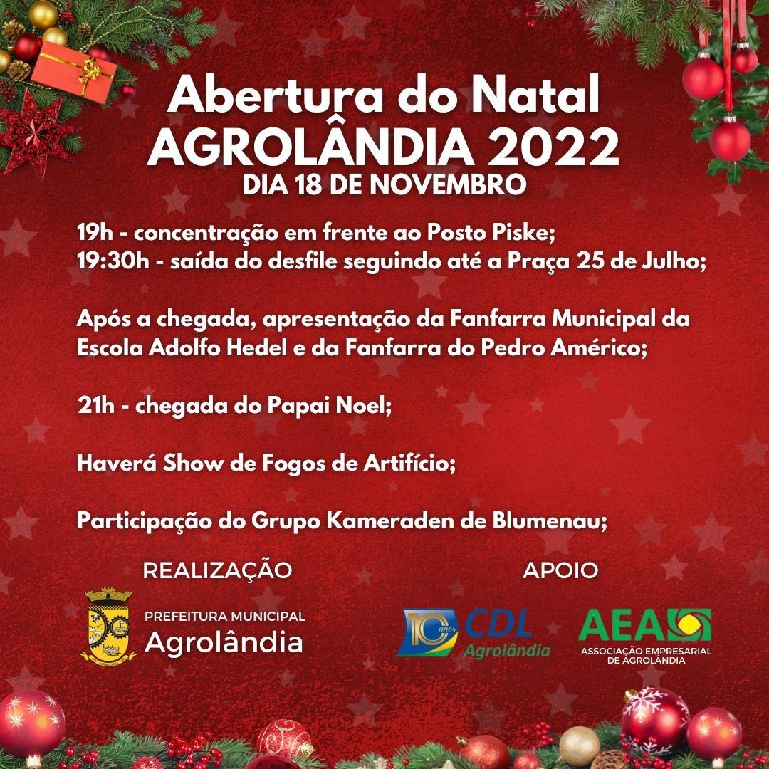 É hoje! Abertura do Natal no município de Agrolândia
