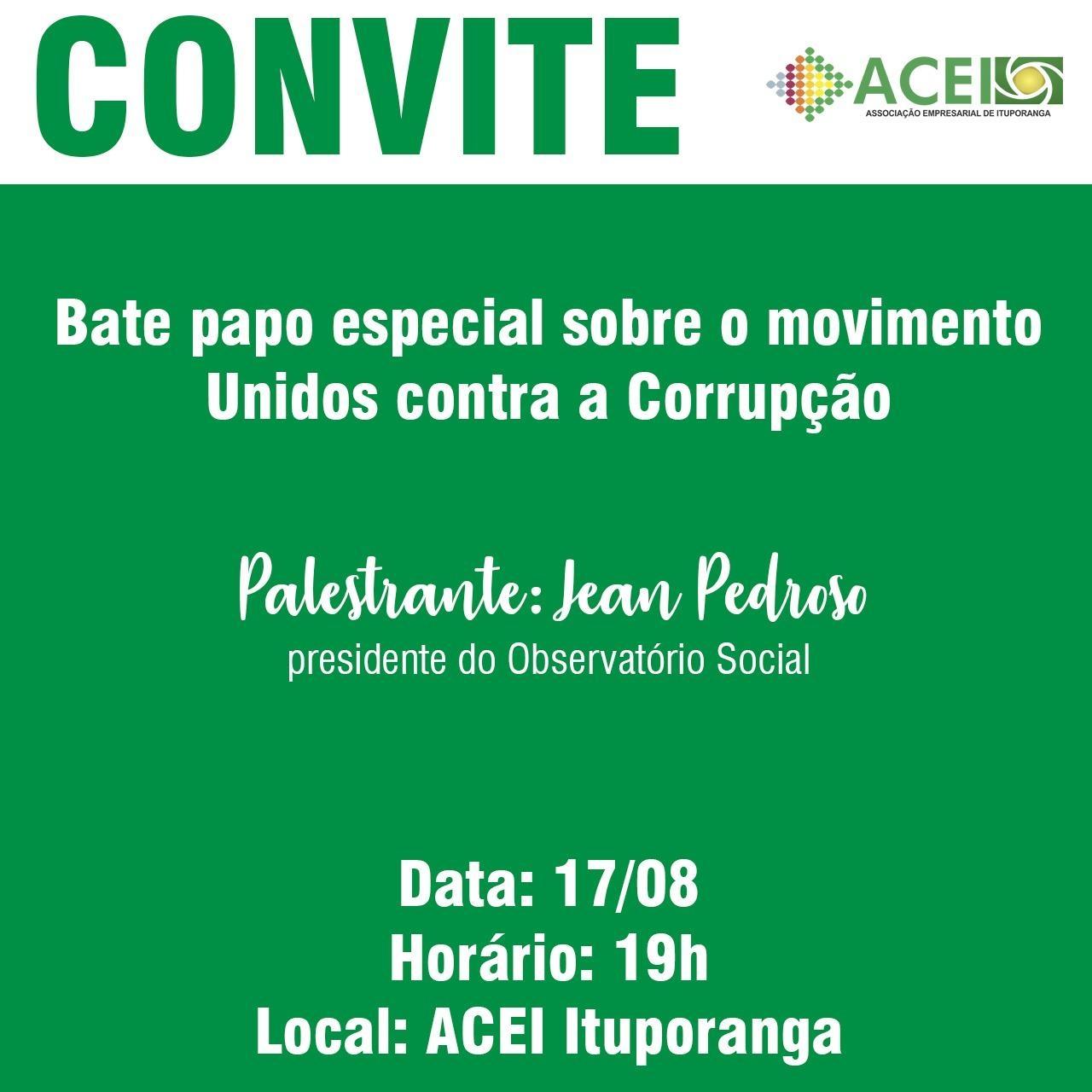 ACEI de Ituporanga realiza encontro para debater sobre o movimento Unidos contra a Corrupção