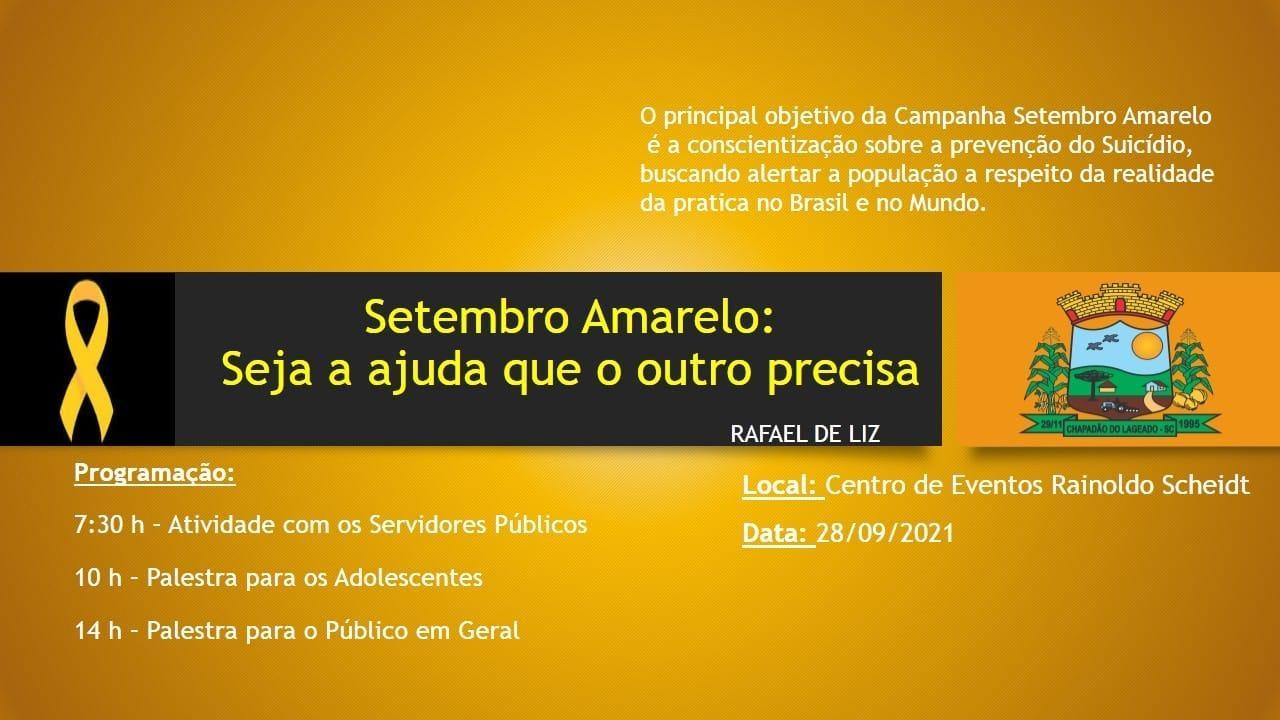 Administração de Chapadão do Lageado promove palestra alusiva ao Setembro Amarelo