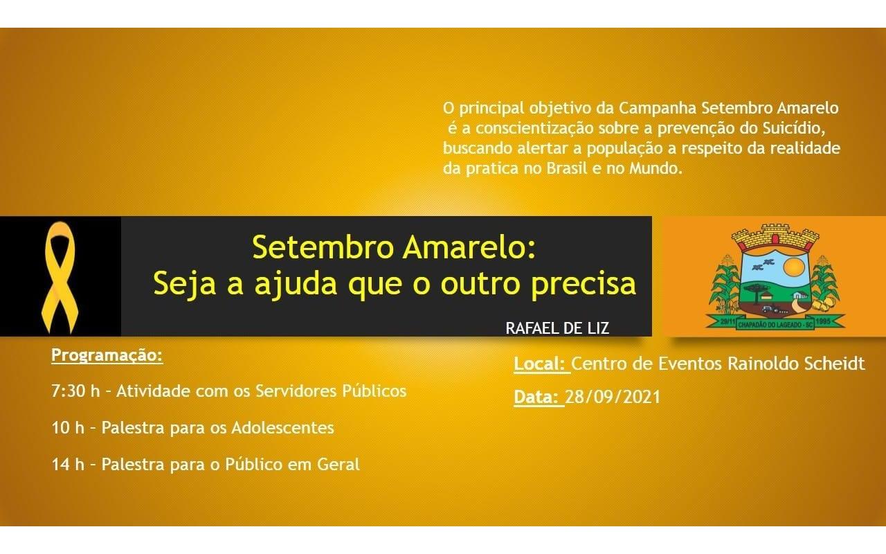 Administração de Chapadão do Lageado promove palestra alusiva ao Setembro Amarelo