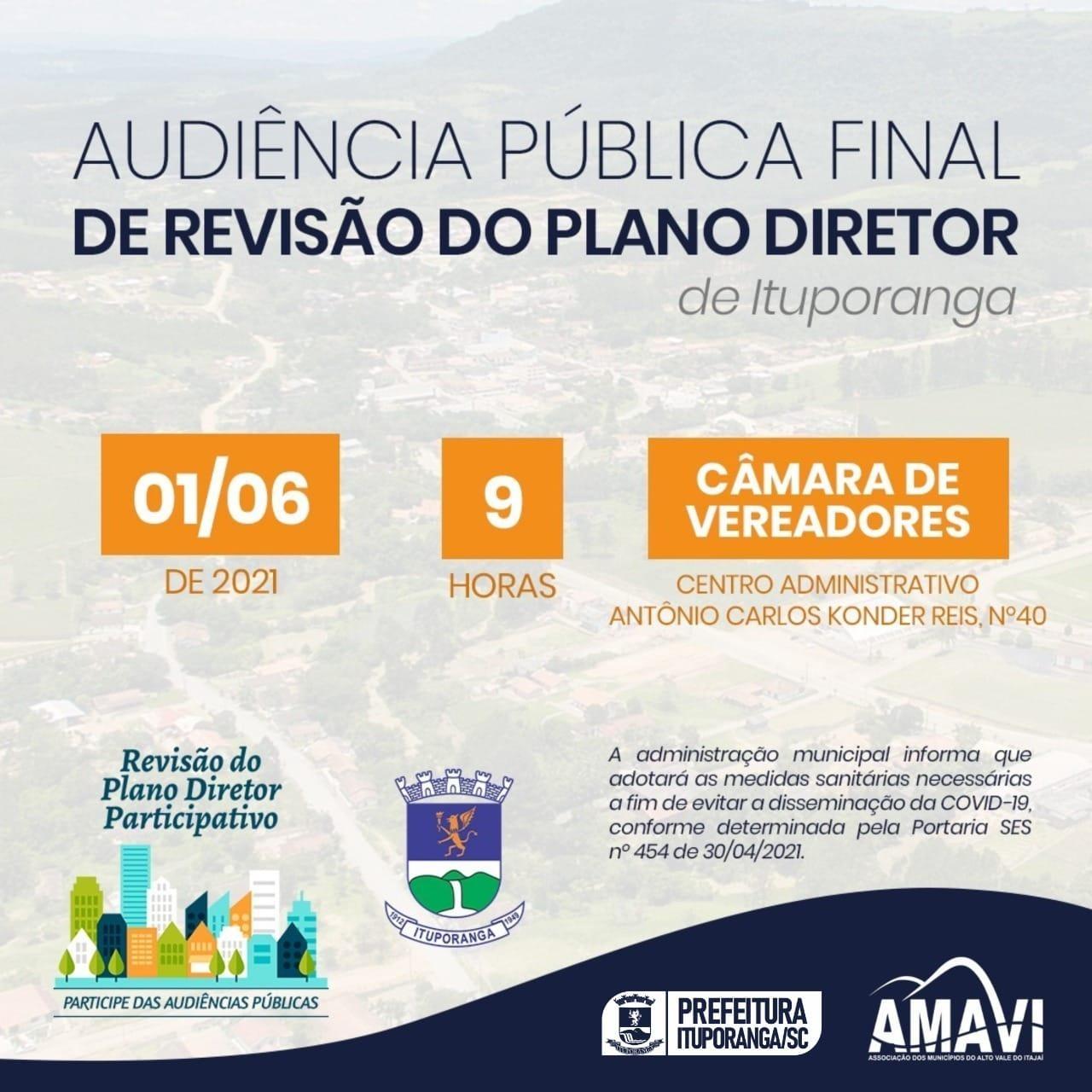 Administração de Ituporanga realiza Audiência Pública Final de Revisão do Plano Diretor