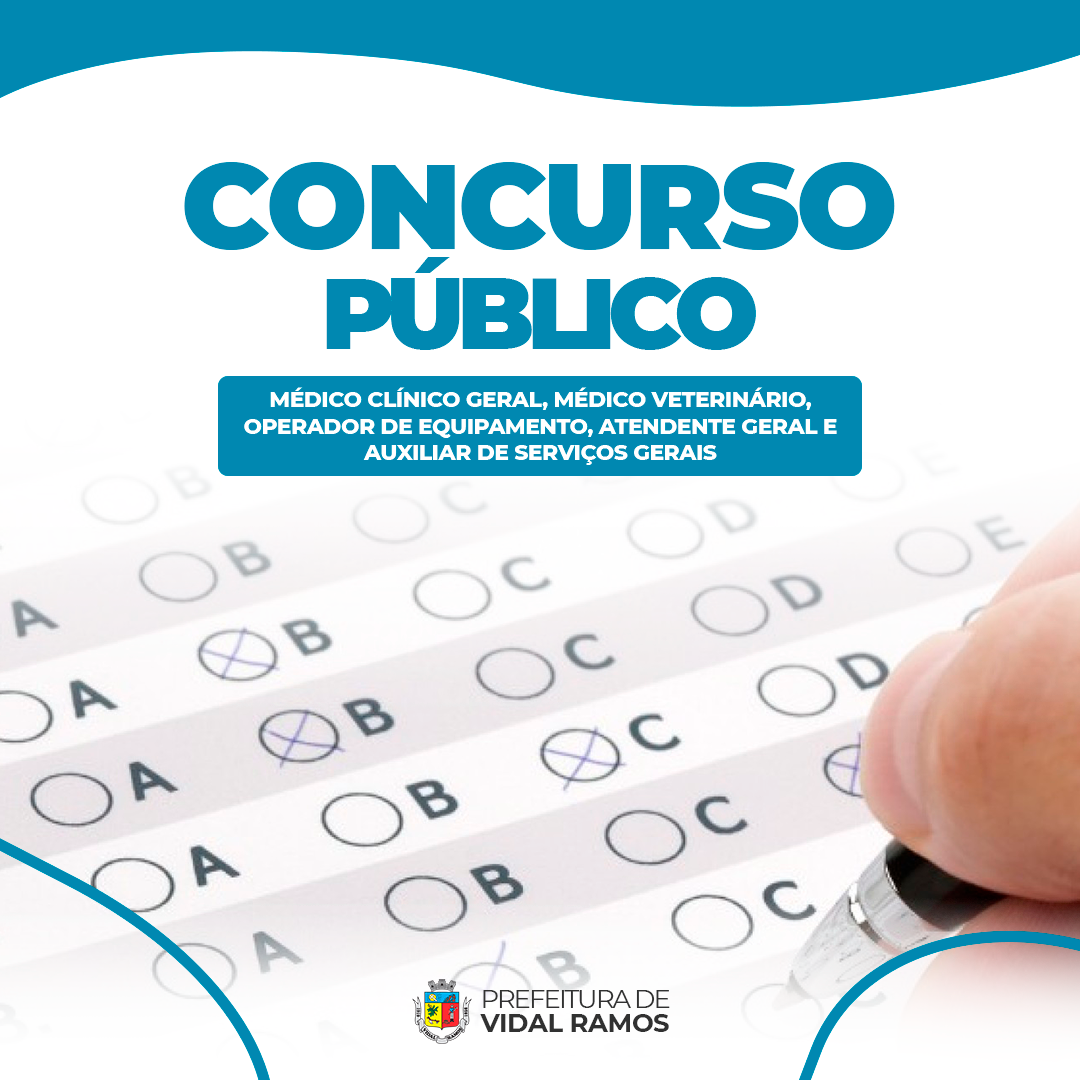Administração de Vidal Ramos abre inscrições para concurso