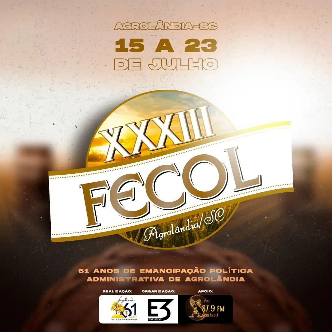 Agrolândia realiza a XXXIII FECOL neste final de semana