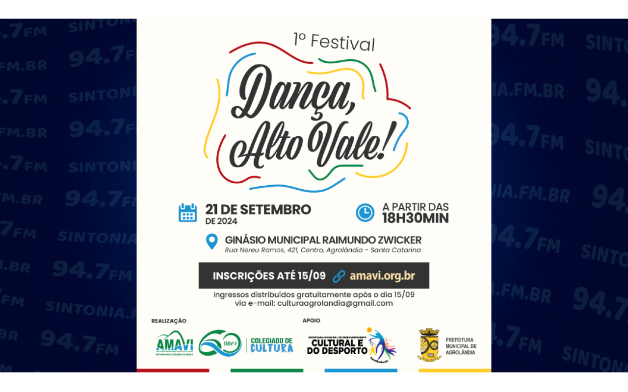 Agrolândia sedia o 1º Festival Dança, Alto Vale!