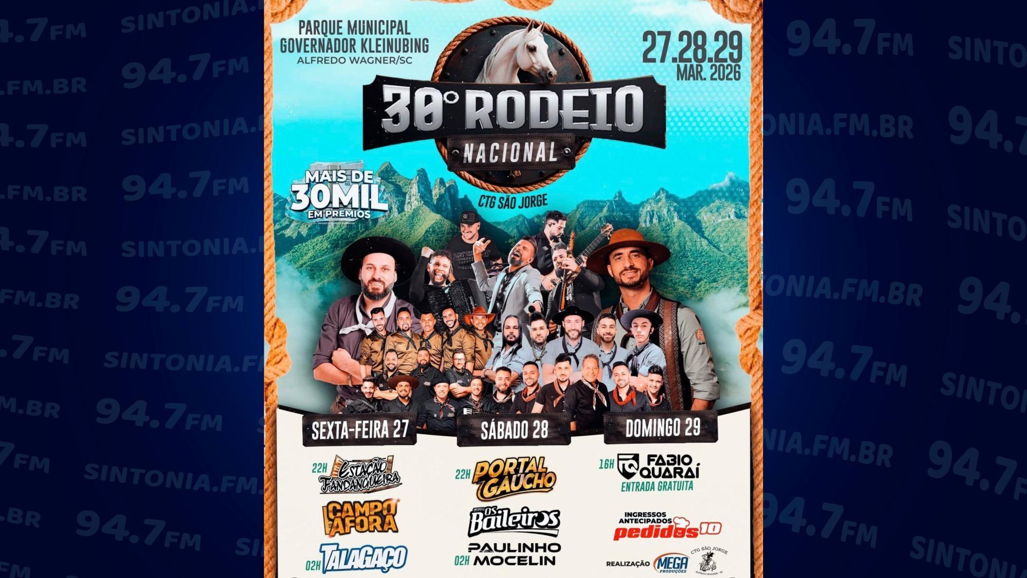 Alfredo Wagner realiza rodeio com programação nos dias 27, 28 e 29