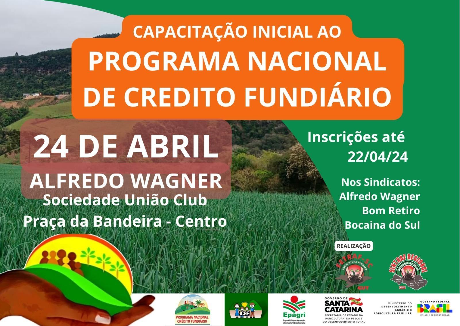 Alfredo Wagner contará com capacitação do Programa Nacional de Crédito Fundiário