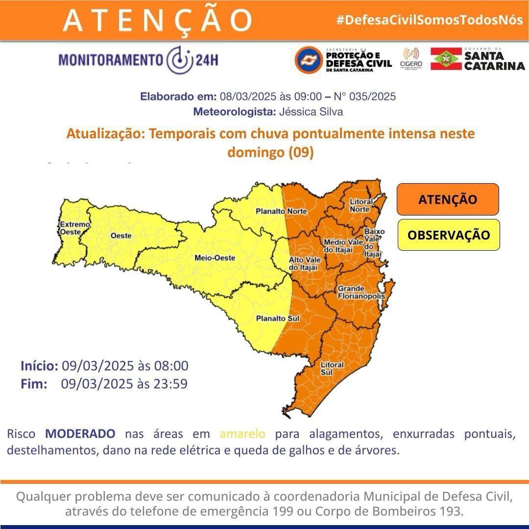 Alta temperatura e possibilidade de chuva marcam o fim de semana no Alto Vale