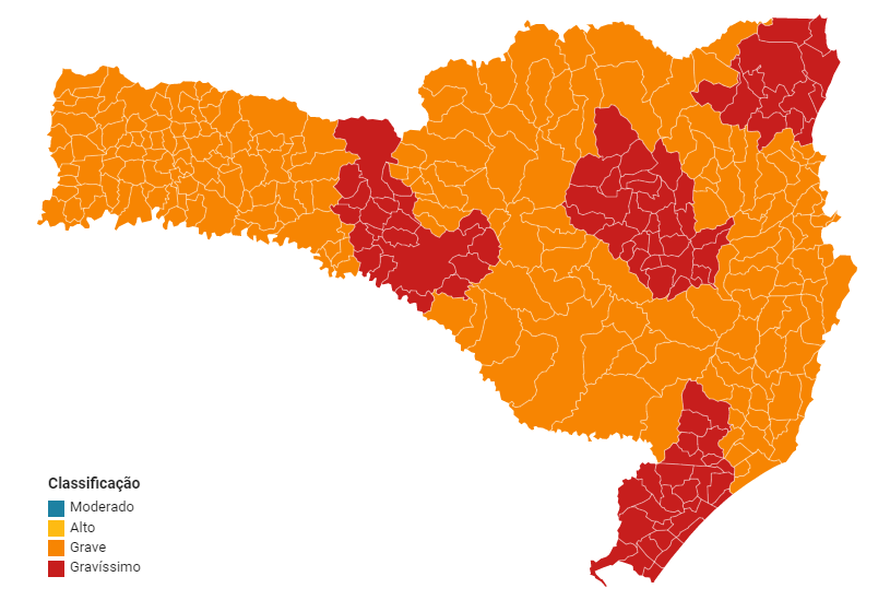 Alto Vale do Itajaí permanece em situação gravíssima para a Covid-19, diz monitoramento do governo