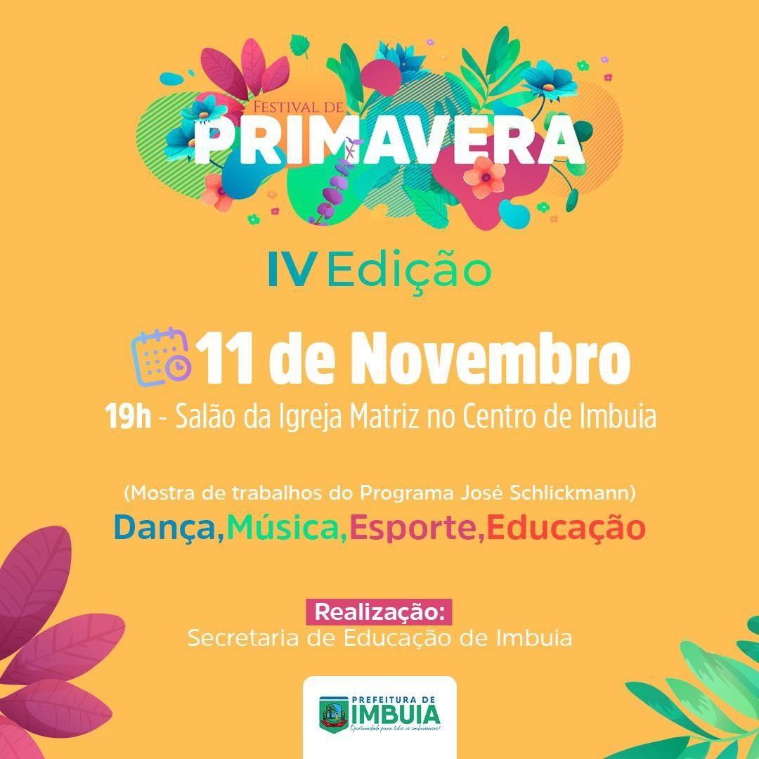 Após 5 anos, Imbuia volta a realizar o Festival da Primavera neste sábado (11)