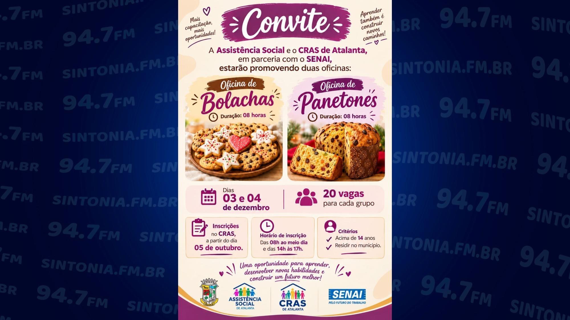 Atalanta abre inscrições para cursos de produção de bolachas e panetones