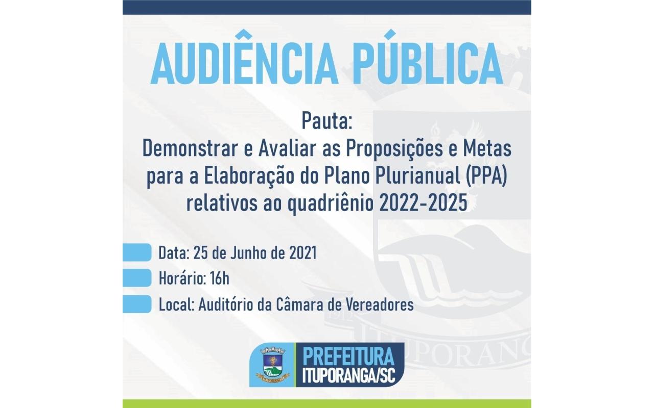 Audiência Pública define propostas e metas do Plano Plurianual (PPA) de Ituporanga