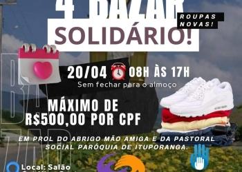 Bazar Solidário em prol do Abrigo Mão Amiga será neste sábado em Petrolândia