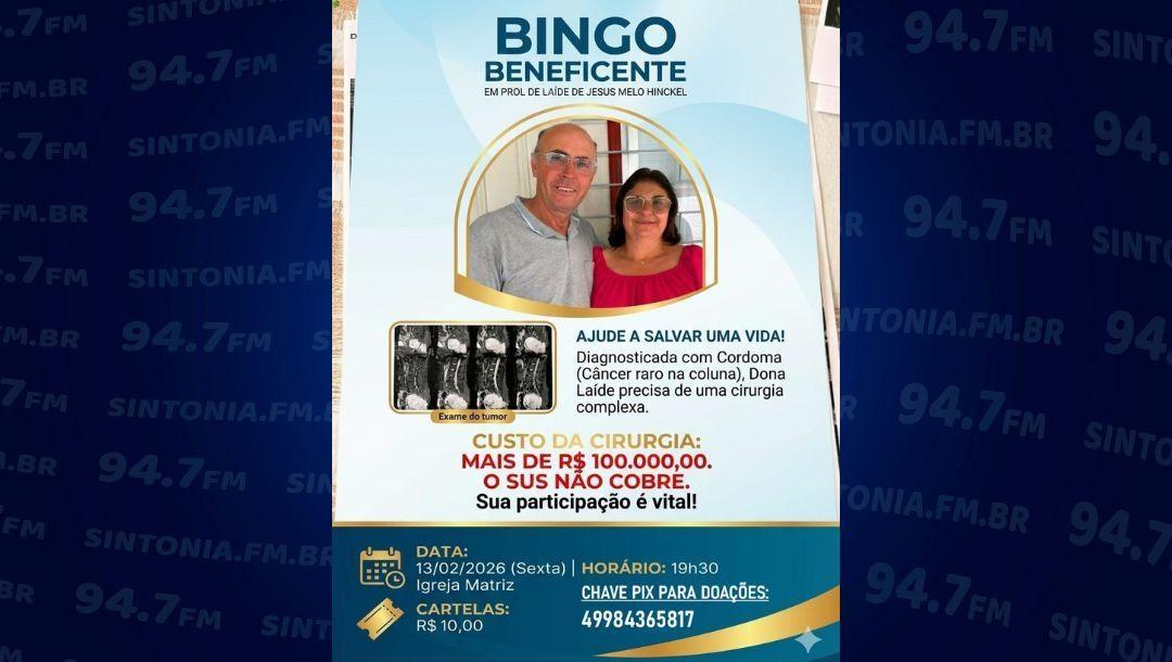 Bingo beneficente em Bom Retiro busca recursos para cirurgia de alto custo