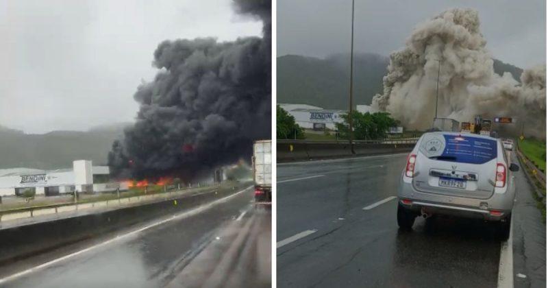 CBMSC divulga nota sobre incêndio de grandes proporções em Penha 