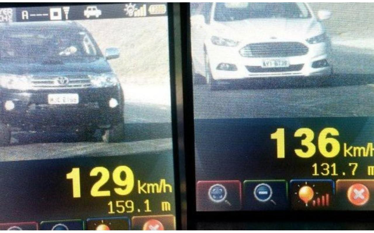 PRF flagra veículos em alta velocidade a caminho da Festa do Pinhão, pela BR-282