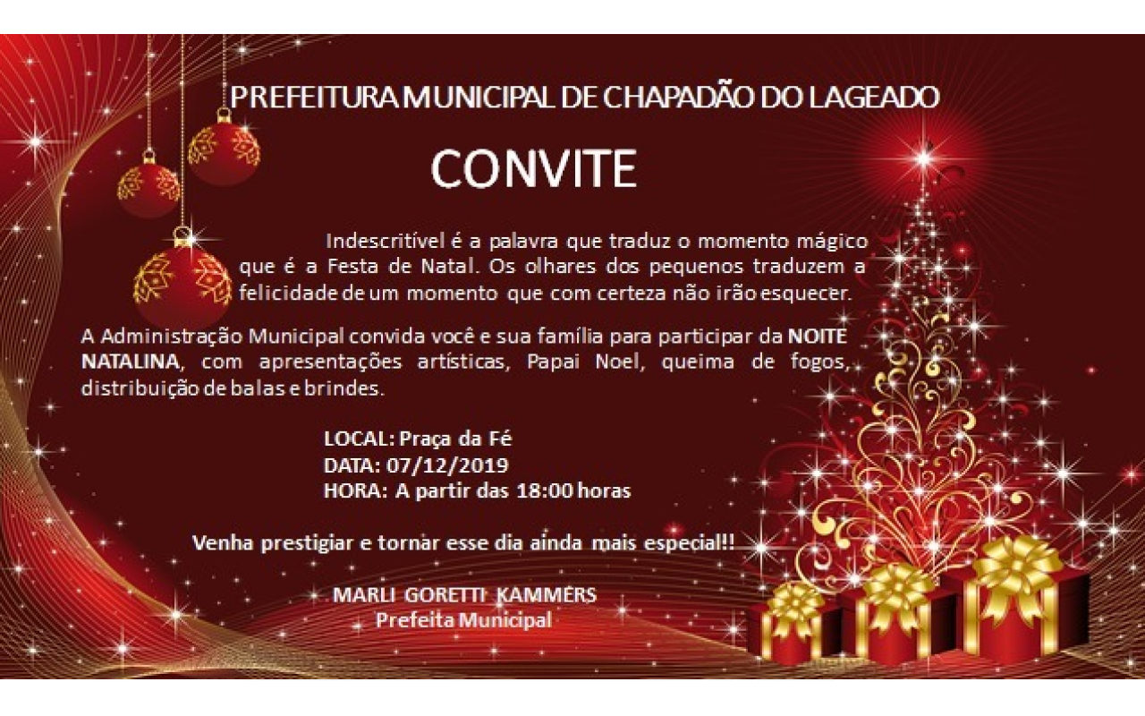 Chapadão do Lageado promove noite natalina na Praça da Fé