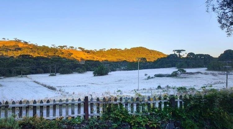 Cidades da Serra de SC amanhecem com temperaturas negativas e geada