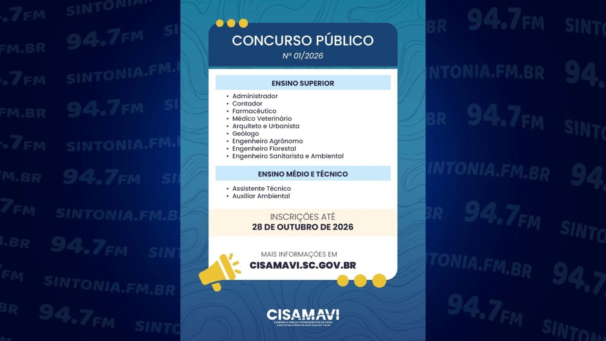 CISAMAVI abre concurso público com sete vagas e cadastro reserva