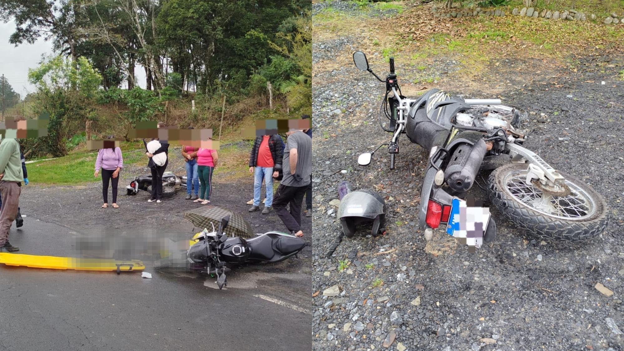 Colisão entre motocicletas deixa duas pessoas feridas na SC-350, em Ituporanga