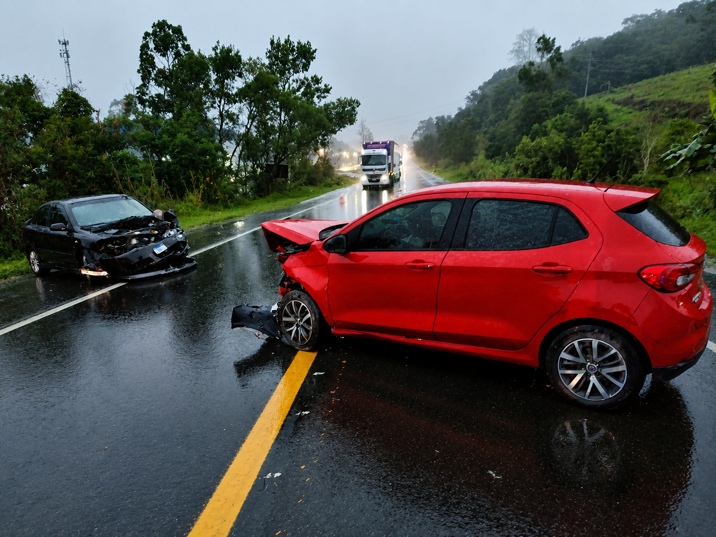 Colisão frontal deixa quatro feridos na BR-470 em Rio do Sul