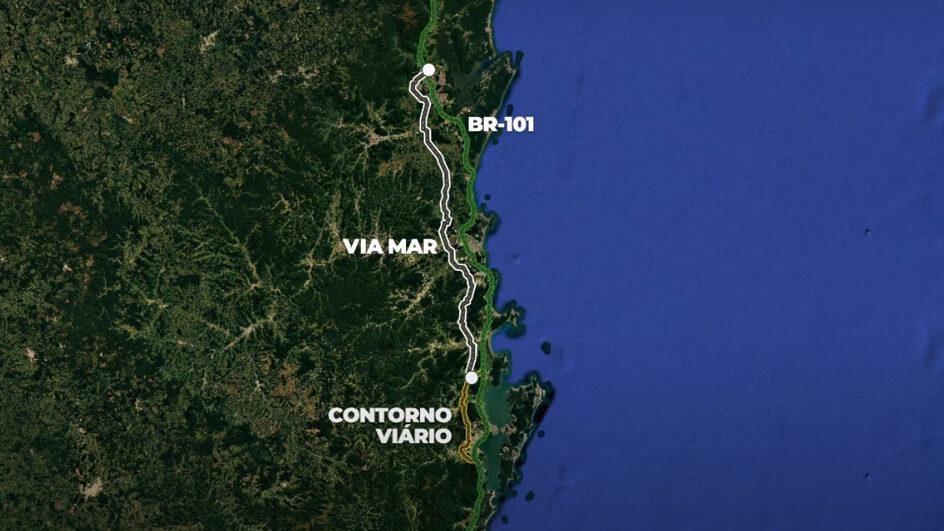 Com viadutos, pontes e túnel, nova rodovia paralela à BR-101 em SC terá 145 quilômetros