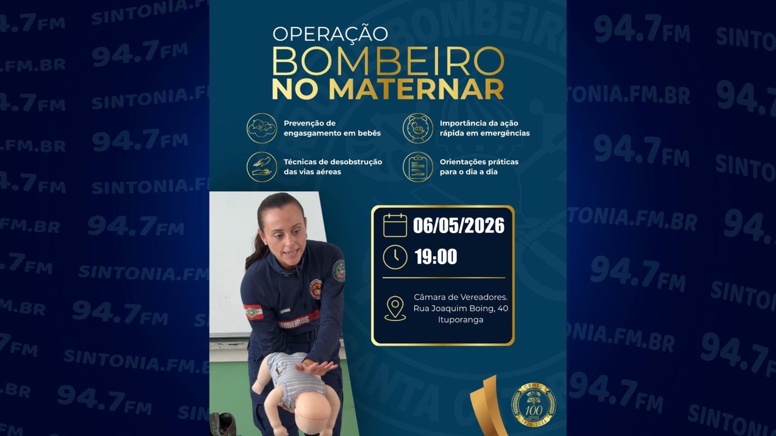 Como salvar um bebê engasgado? Bombeiros promovem palestra gratuita em Ituporanga