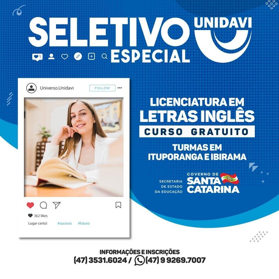 Curso de Licenciatura em Letras com habilitação em Inglês é oferecido gratuitamente em Ituporanga 