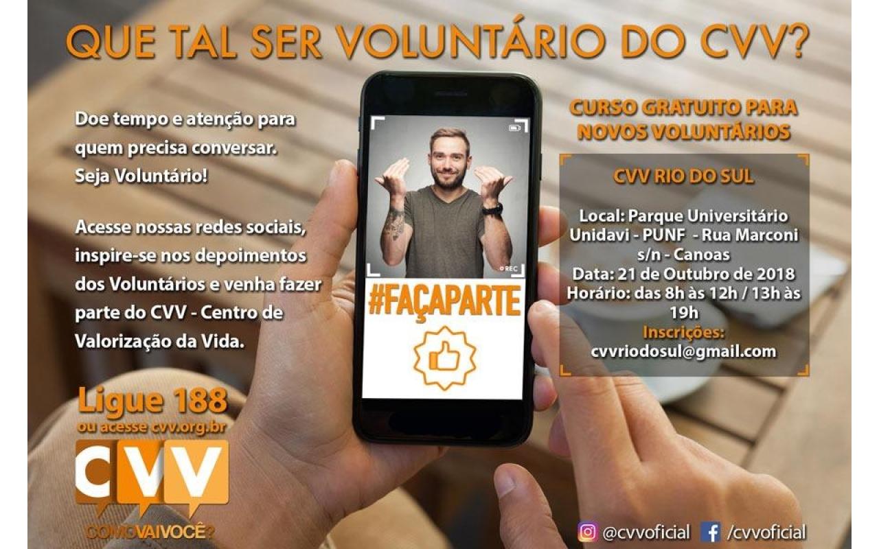 CVV Rio do Sul precisa de voluntários