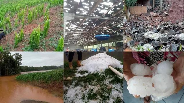 Defesa Civil segue contabilizando prejuízos com granizo no estado de SC