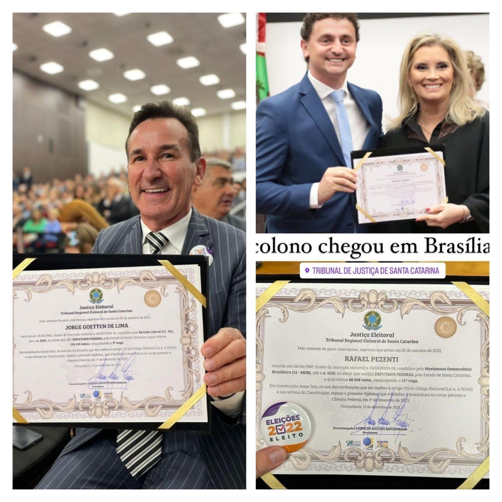 Deputados federais eleitos pelo Alto Vale Jorge Goetten (PL) e Rafael Pezenti (MDB) são diplomados
