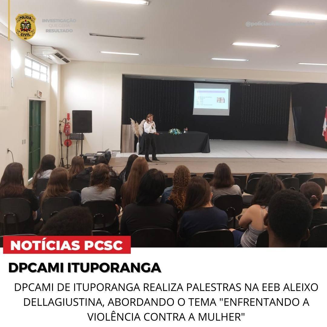DPCAMI de Ituporanga realiza palestras sobre violência contra a mulher na EEB Aleixo Dellagiustina