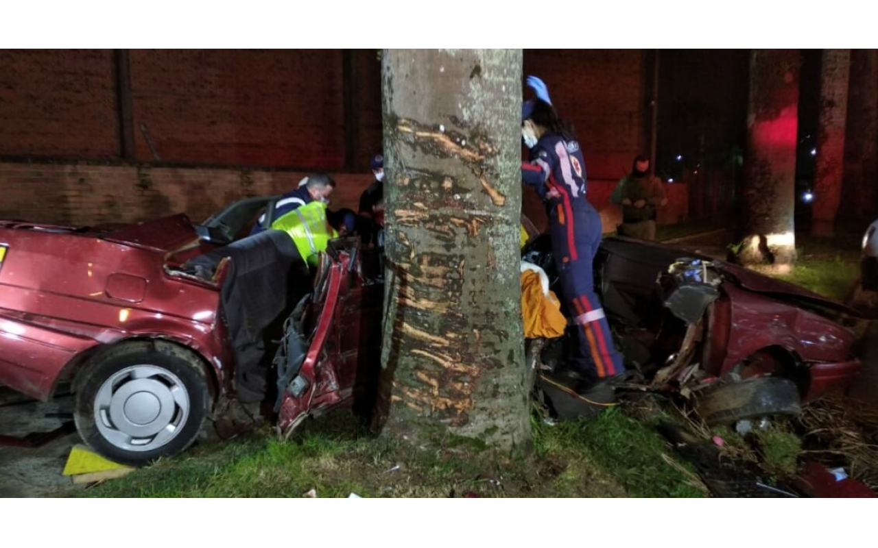 Duas pessoas morreram após colisão de veículo contra árvore