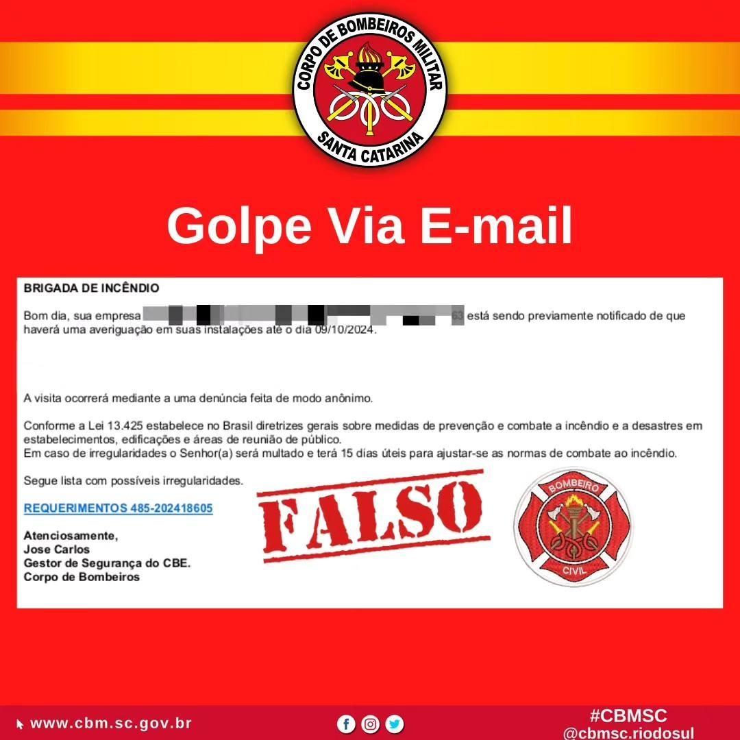 Empresários recebem e-mails suspeitos com falsos boletos de taxas de incêndio
