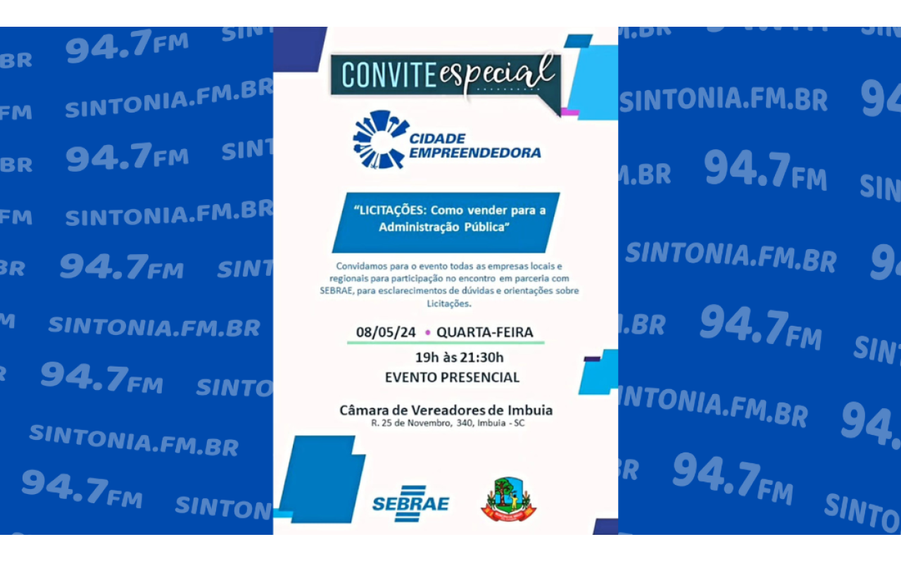 Encontro em Imbuia irá tratar sobre o tema "Licitações: como vender para a Administração Pública"