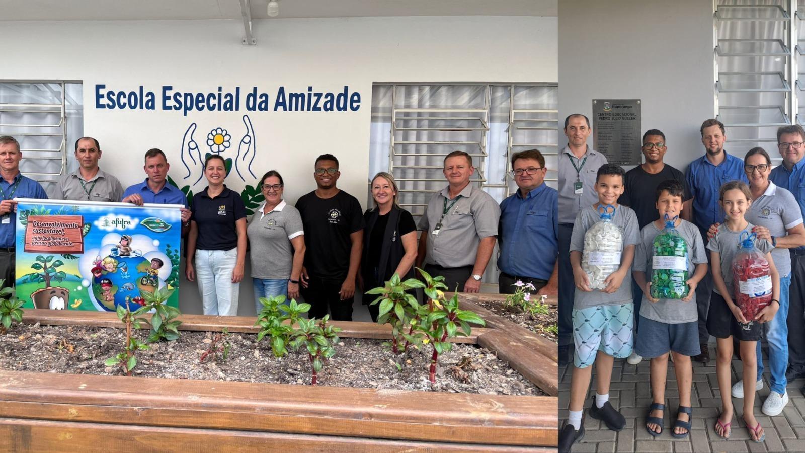 Escola Pedro Júlio Müller vence gincana ambiental e doa meia tonelada de tampinhas à APAE