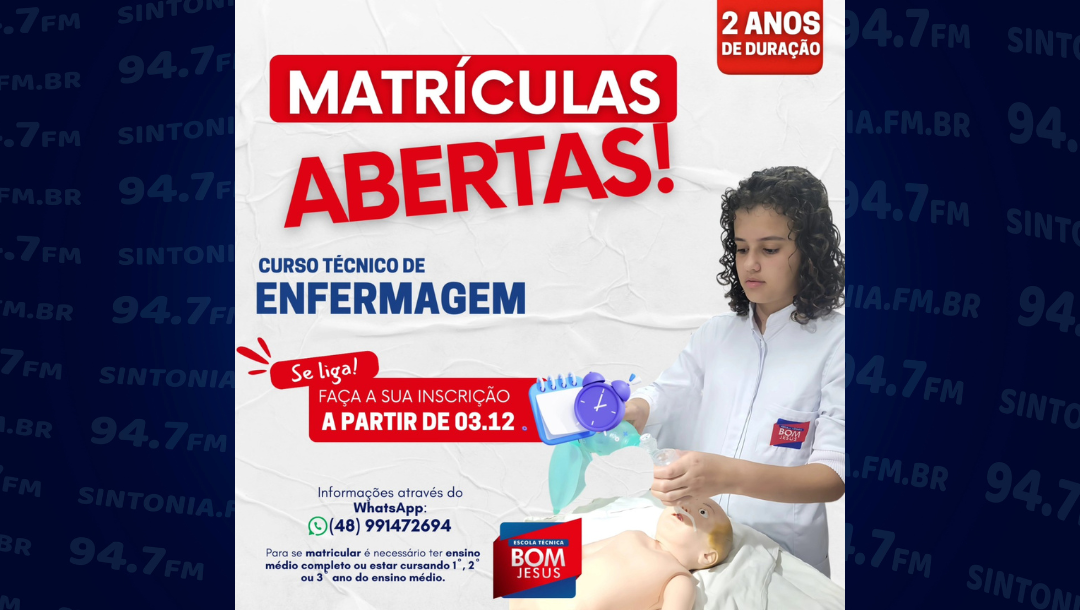 Escola Técnica Bom Jesus está com matrículas abertas para o Curso Técnico de Enfermagem