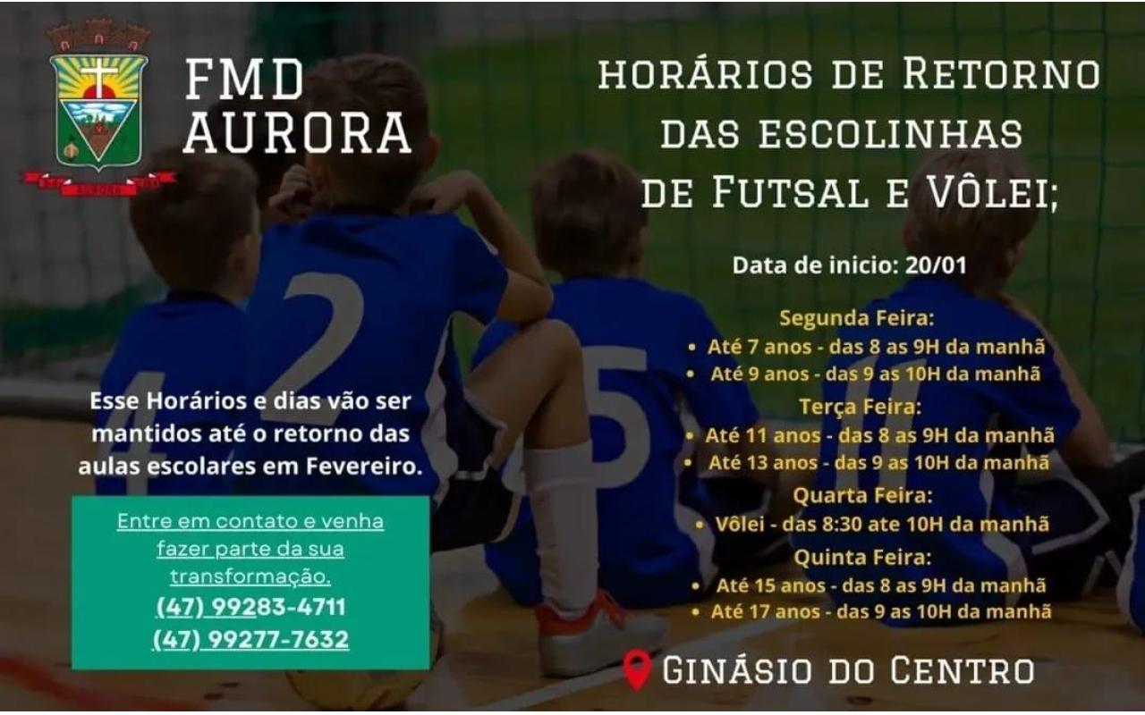 Escolas de futsal e vôlei são retomadas em Aurora