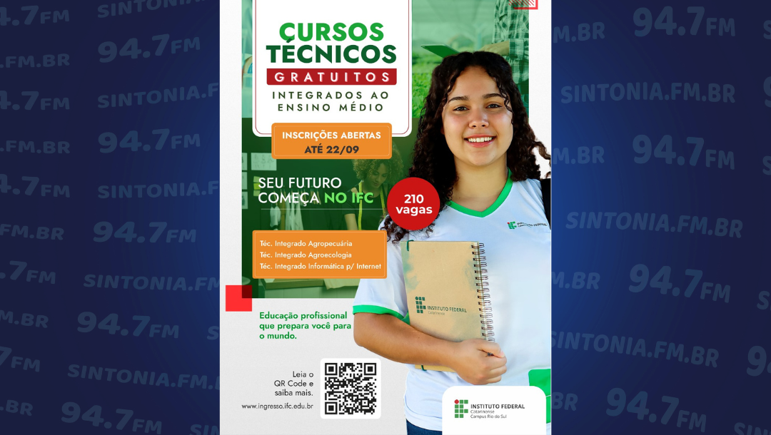 Estão abertas as inscrições para estudar no Instituto Federal Catarinense de Rio do Sul