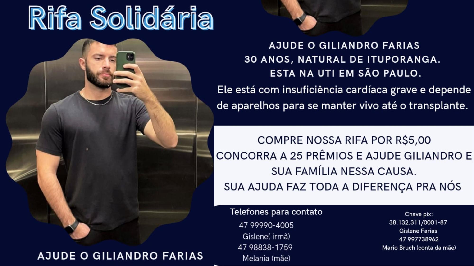 Família de ituporanguense internado em São Paulo faz rifa para ajudar no tratamento