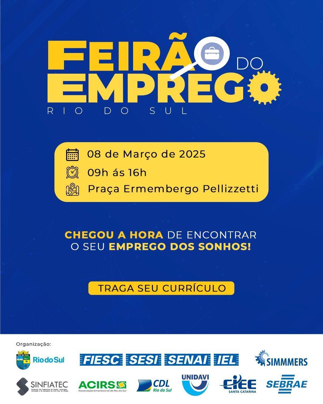 Feirão do Emprego ocorre em Rio do Sul no próximo sábado (08)
