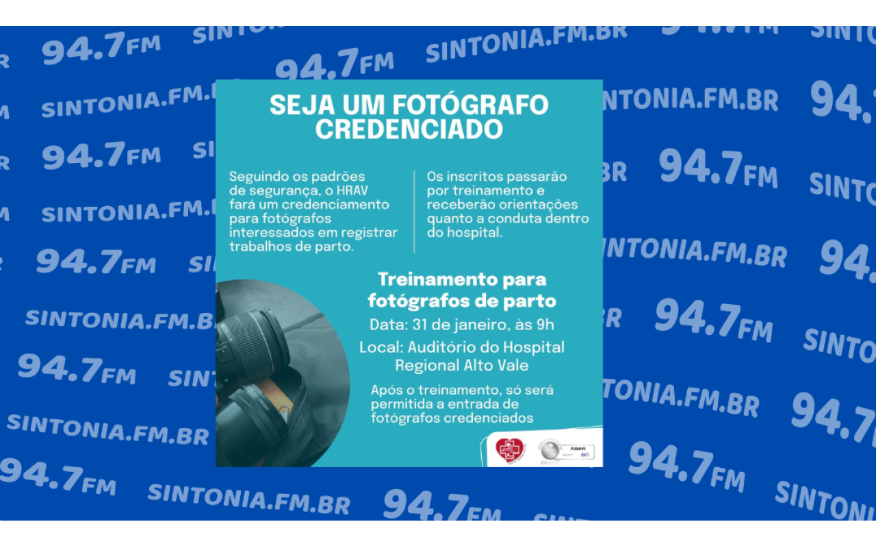 Hospital Regional Alto Vale está com inscrições abertas para treinamento e credenciamento de fotógrafo de parto