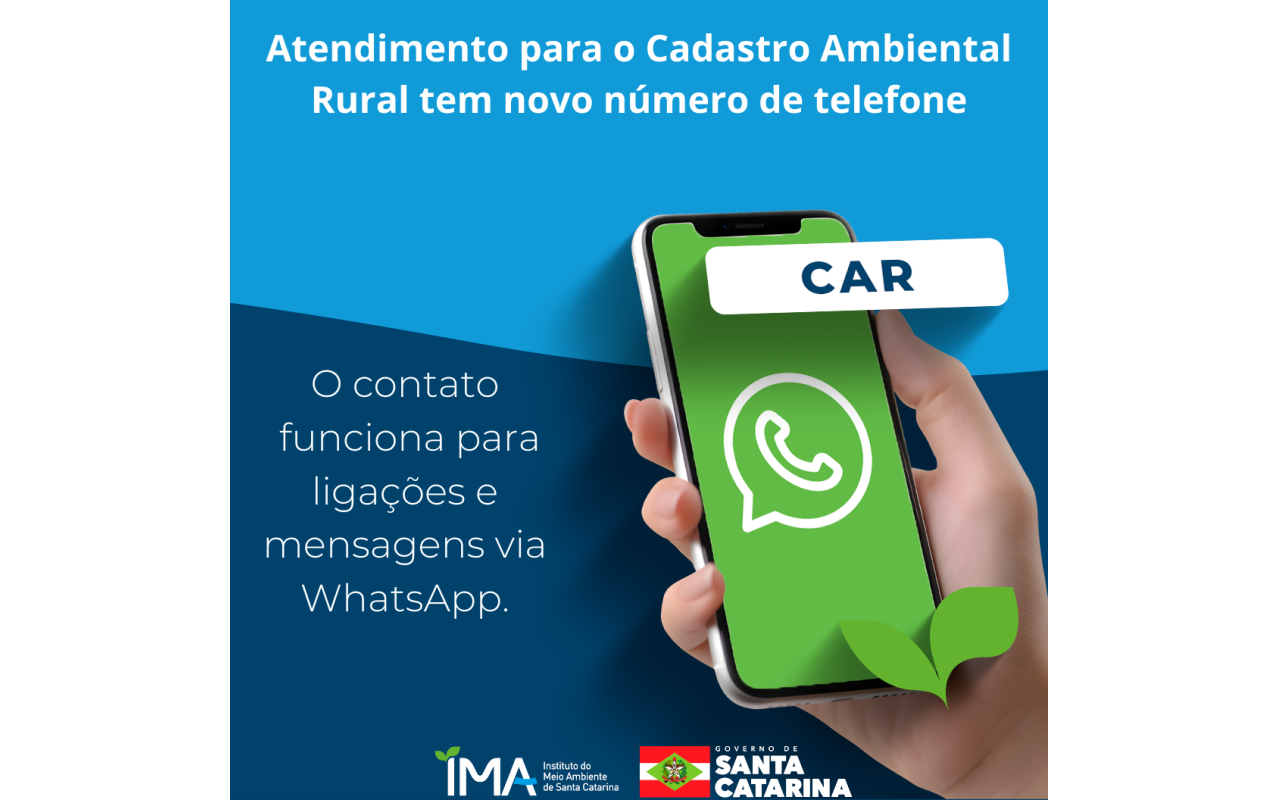 IMA cria número de WhatsApp para atendimento no Cadastro Ambiental Rural