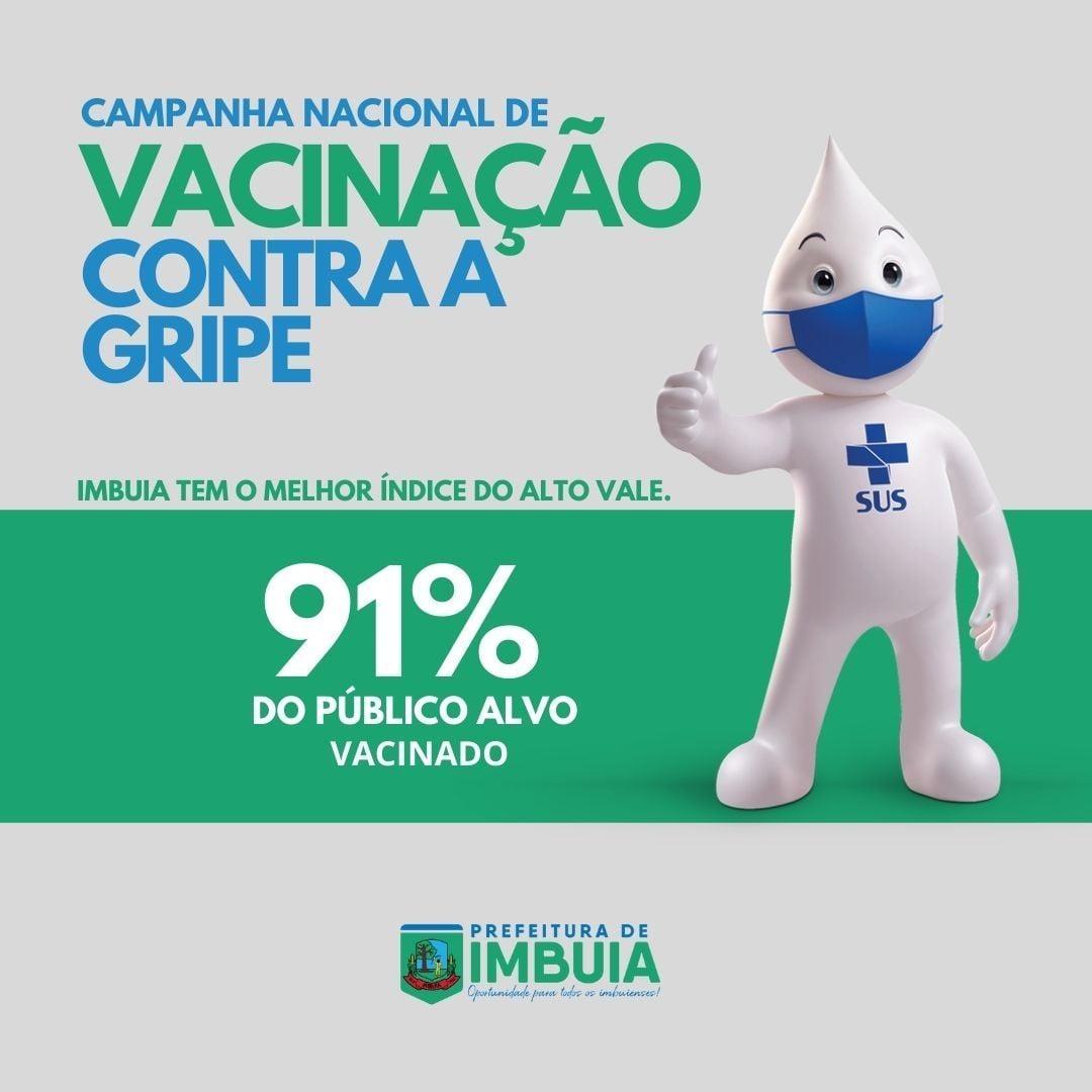 Imbuia alcança melhor índice do Alto Vale na campanha de vacinação da gripe