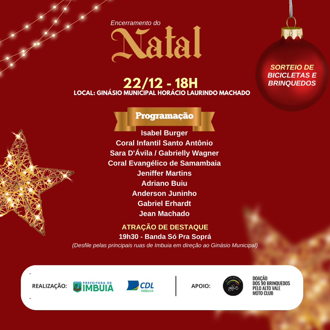 Imbuia finaliza programação de Natal nesta quinta-feira (22)
